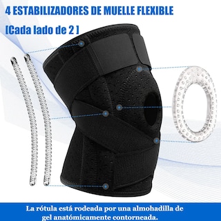 Foto 2 | Rodillera Con Estabilizadores Laterales Y Almohadilla Azul Talla M Lab.g Negro