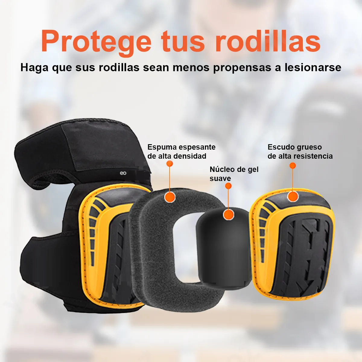 Foto 5 pulgar | Rodilleras Protectoras Resistentes Al Desgaste Para Trabajo Eo Safe Imports Esi-20160 Rojo