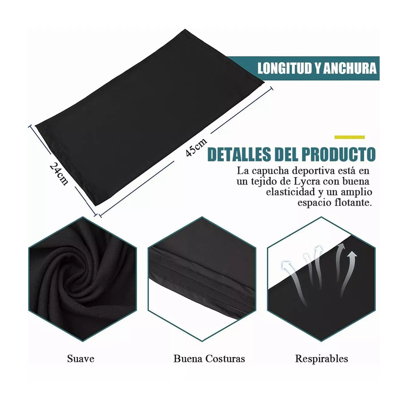 Foto 4 pulgar | Bandanas Belug para Ciclista color Negro 5 Piezas