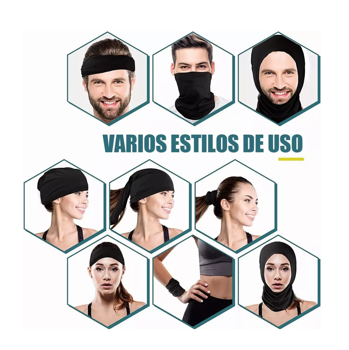 Foto 5 pulgar | Bandanas Belug para Ciclista color Negro 5 Piezas