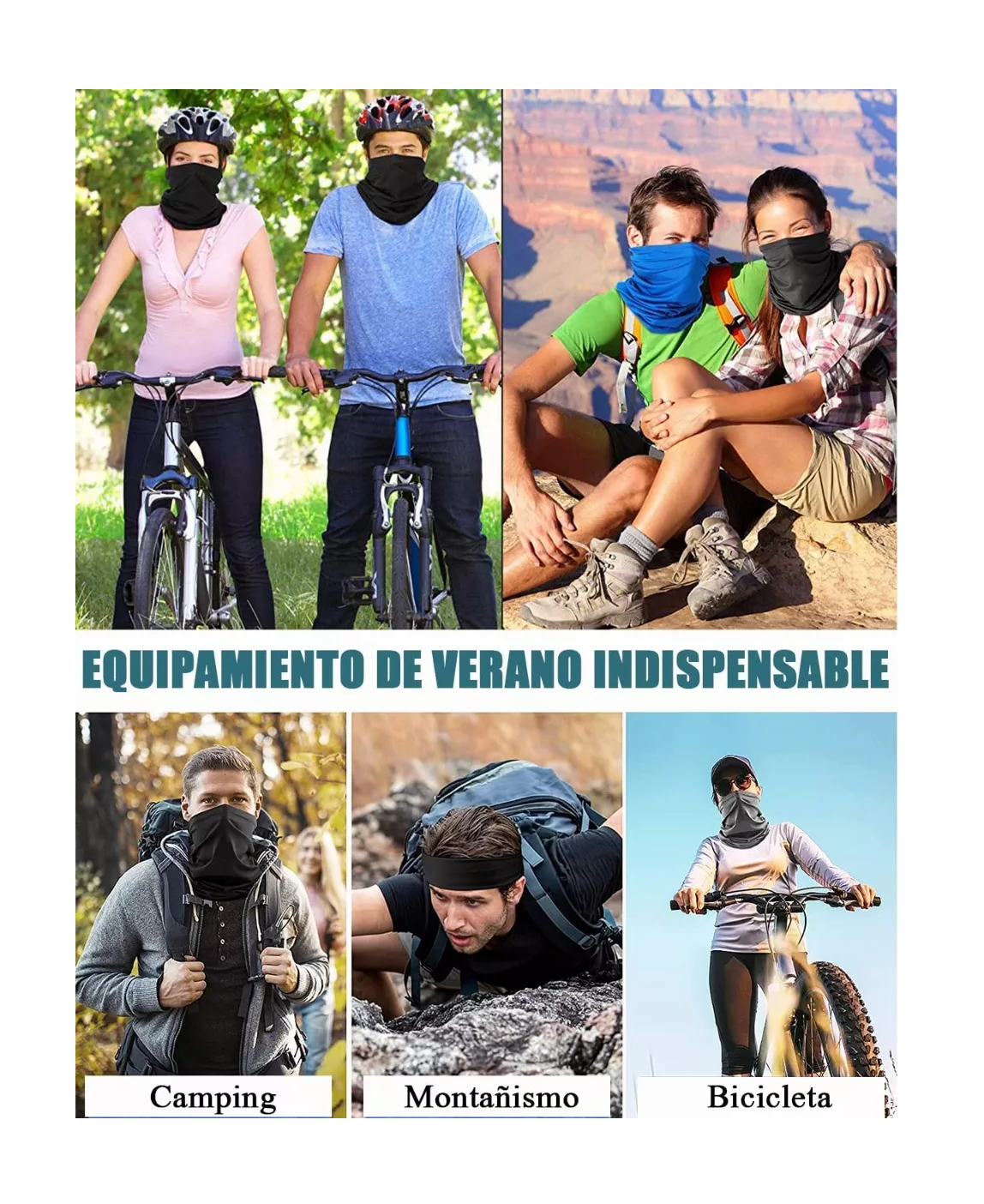 Foto 5 | Bandanas Belug para Ciclista color Negro 5 Piezas