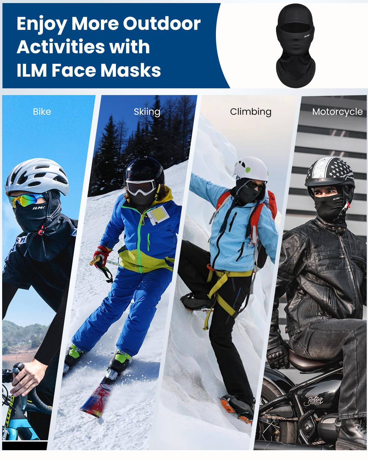 Foto 6 pulgar | Mascarilla Facial Con Pasamontañas Ilm Thicker Para Moto, Esquí Y Snowboard - Venta Internacional.