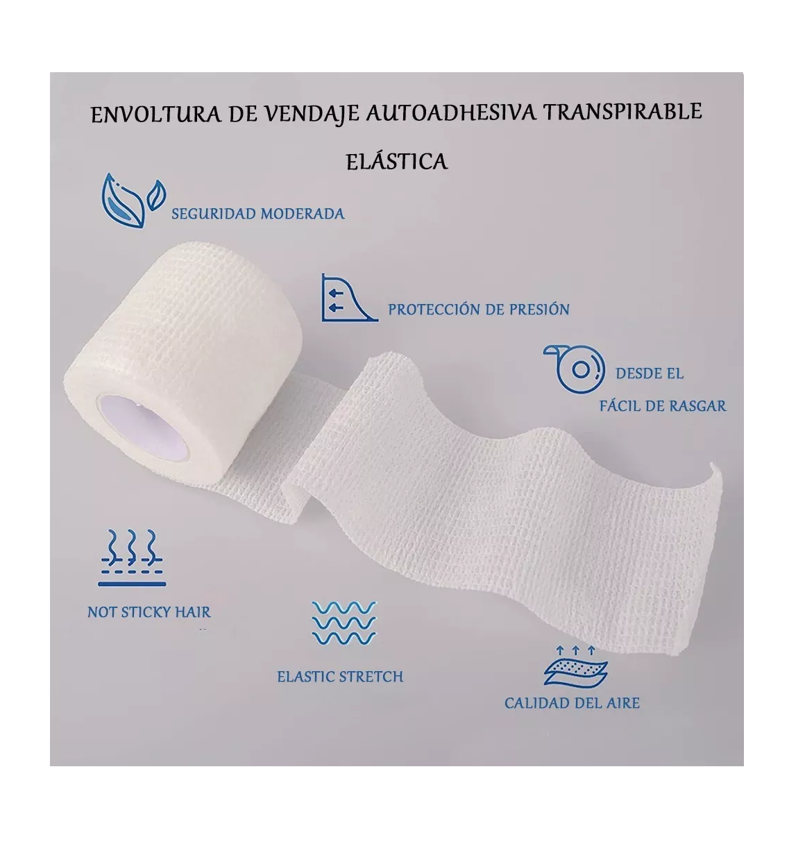 Foto 5 pulgar | Vendas Elásticas Cohesiva Autoadheribles Belug Blancas 5 m x 4.5 cm 12 Piezas