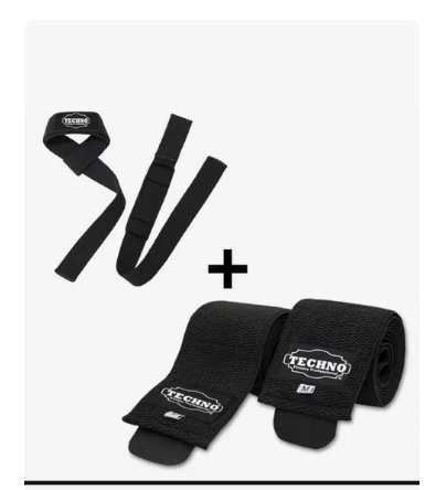 Foto 2 pulgar | Venda Rodilla + Straps Gym Crossfit Powerlifting Pesas Kit 2 Negro