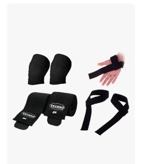 Foto 2 | Venda Rodilla + Straps Gym Crossfit Powerlifting Pesas Kit 2 Negro