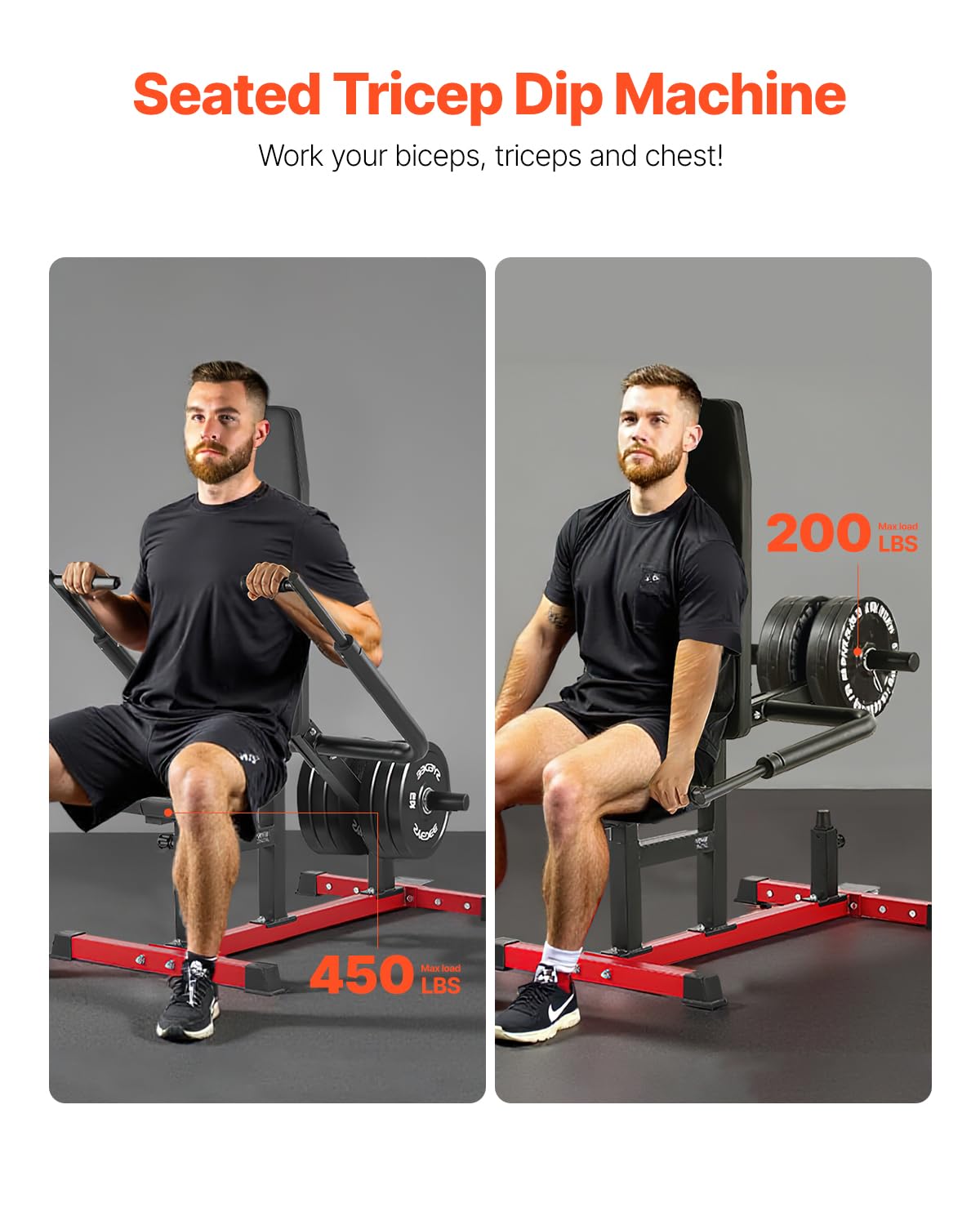 Foto 2 | Máquina De Inmersión Con Asiento Vevor Para Tríceps Y Bíceps Press Down 204 Kg - Venta Internacional.