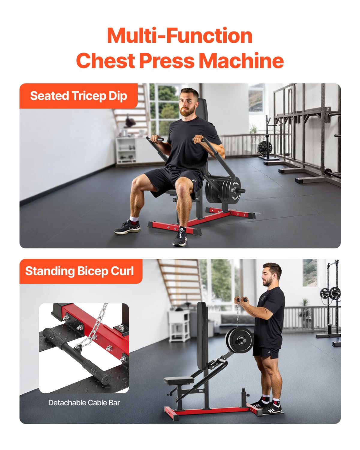 Foto 7 pulgar | Máquina De Inmersión Con Asiento Vevor Para Tríceps Y Bíceps Press Down 204 Kg - Venta Internacional.