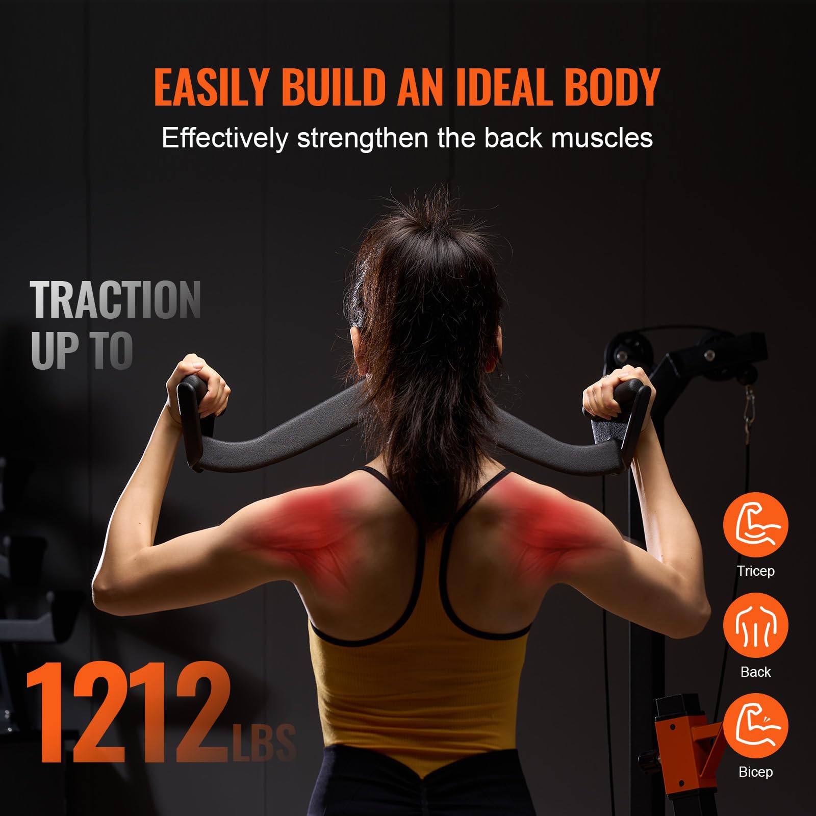 Foto 7 pulgar | Acoplamiento Para Máquina De Cables Vevor Lat Pulldown Con Barra En V Y Tríceps - Venta Internacional.