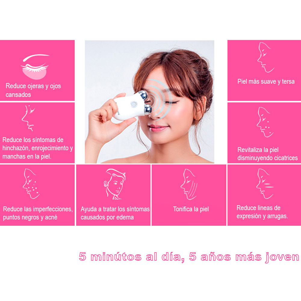 Foto 2 | Tonificador Facial Electrónico Vak VH-S350SE-L color Rosa Radiofrecuencia Lifting Masajeador