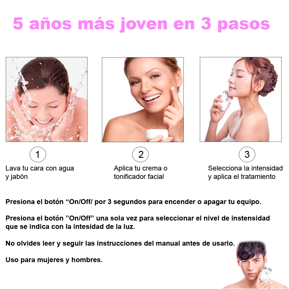 Foto 4 pulgar | Tonificador Facial Electrónico Vak VH-S350SE-L color Rosa Radiofrecuencia Lifting Masajeador