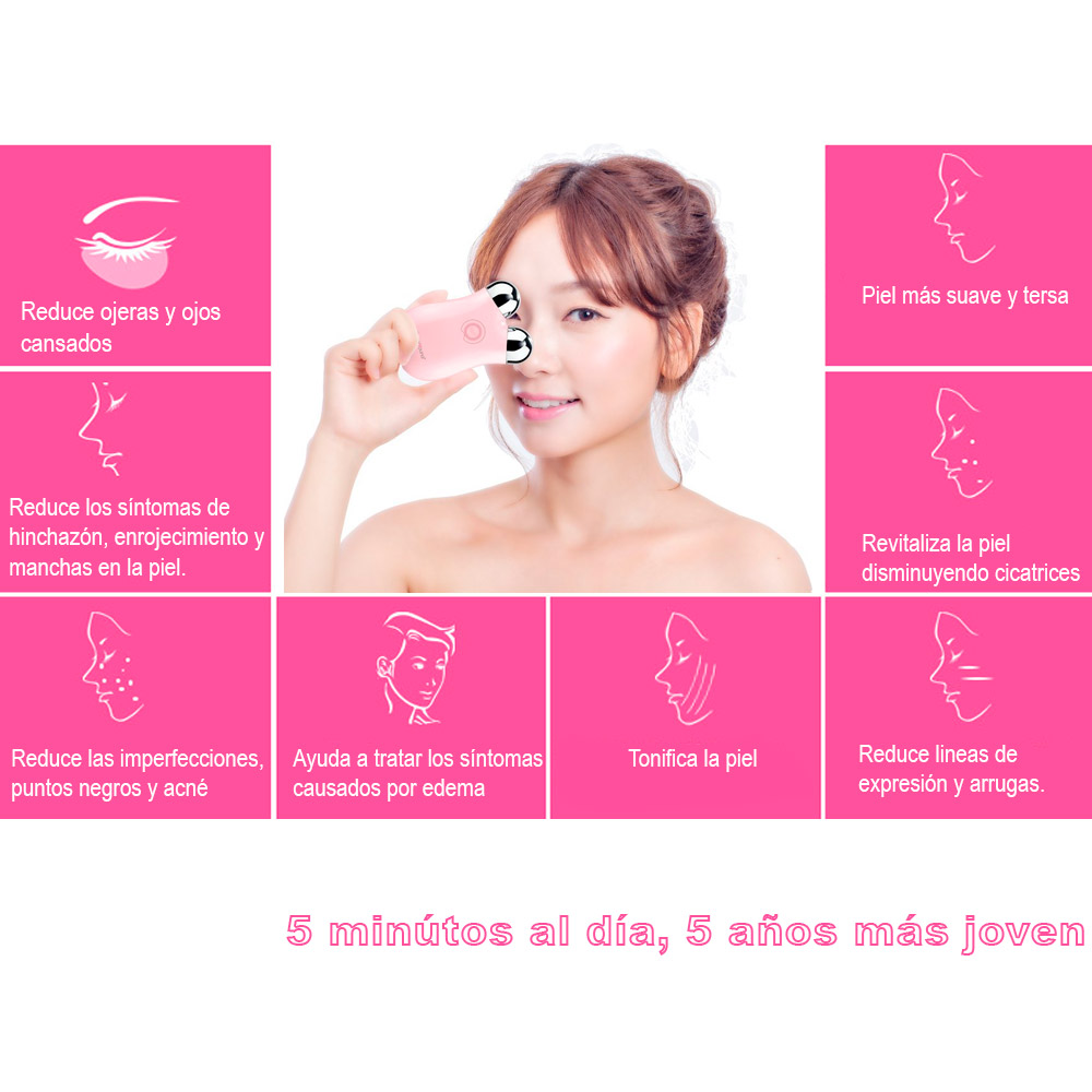 Foto 3 pulgar | Tonificador Facial Electrónico Vak Radiofrecuencia Lifting Masajeador color Rosa