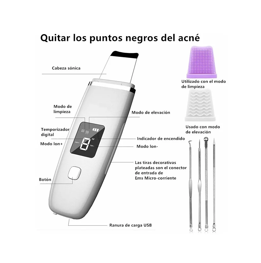 Foto 3 pulgar | Ultrasónico Exfoliación Limpiador Cuidar Piel Belug color Blanco