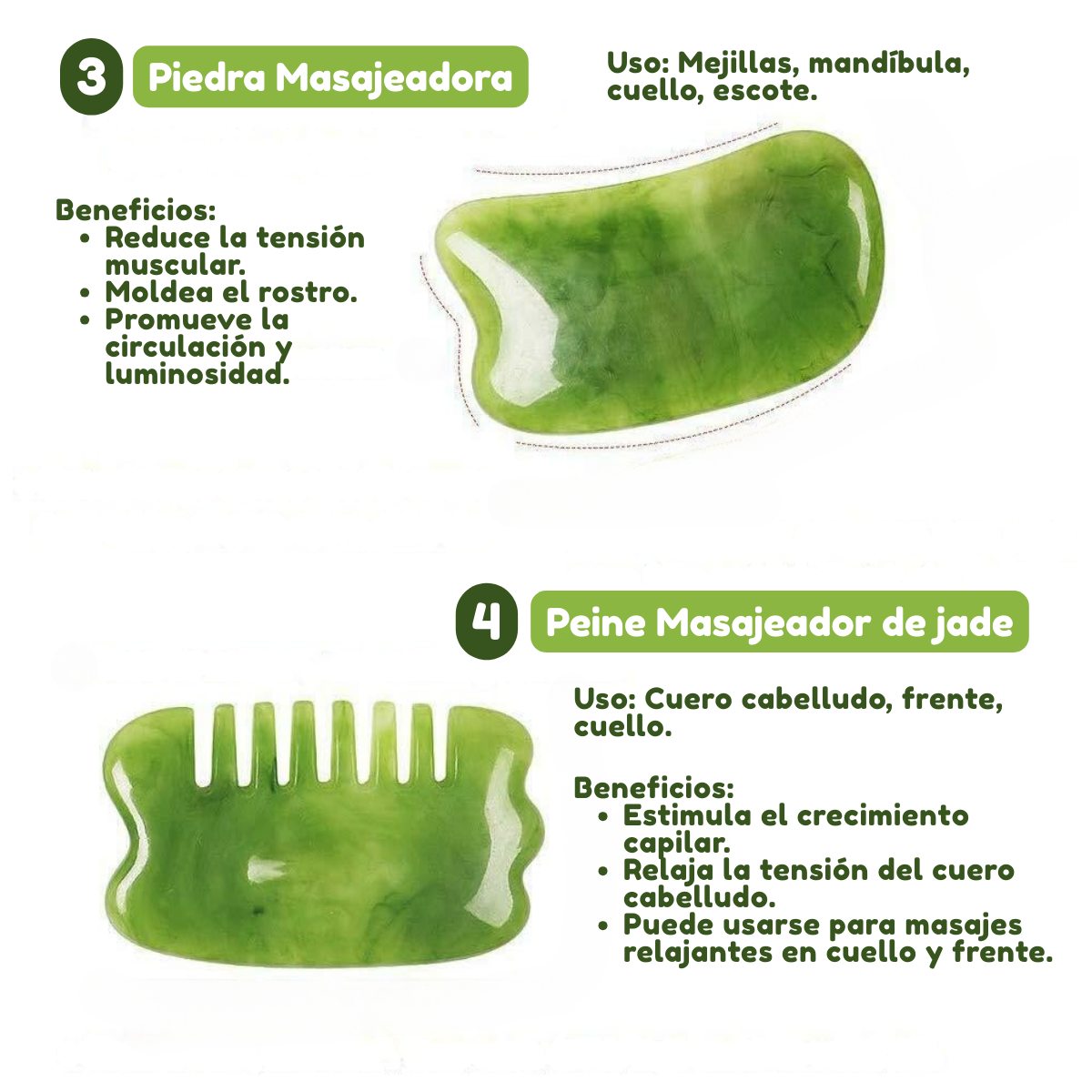 Foto 5 pulgar | Set de Masaje Facial de Guasha y Rodillo de Jade 7 Piezas