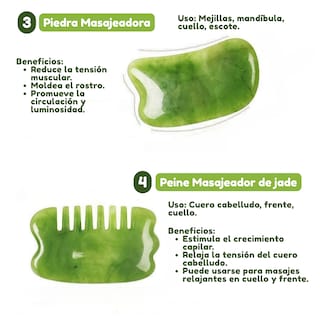 Foto 4 | Set de Masaje Facial de Guasha y Rodillo de Jade 7 Piezas