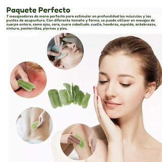 Foto 7 | Set de Masaje Facial de Guasha y Rodillo de Jade 7 Piezas