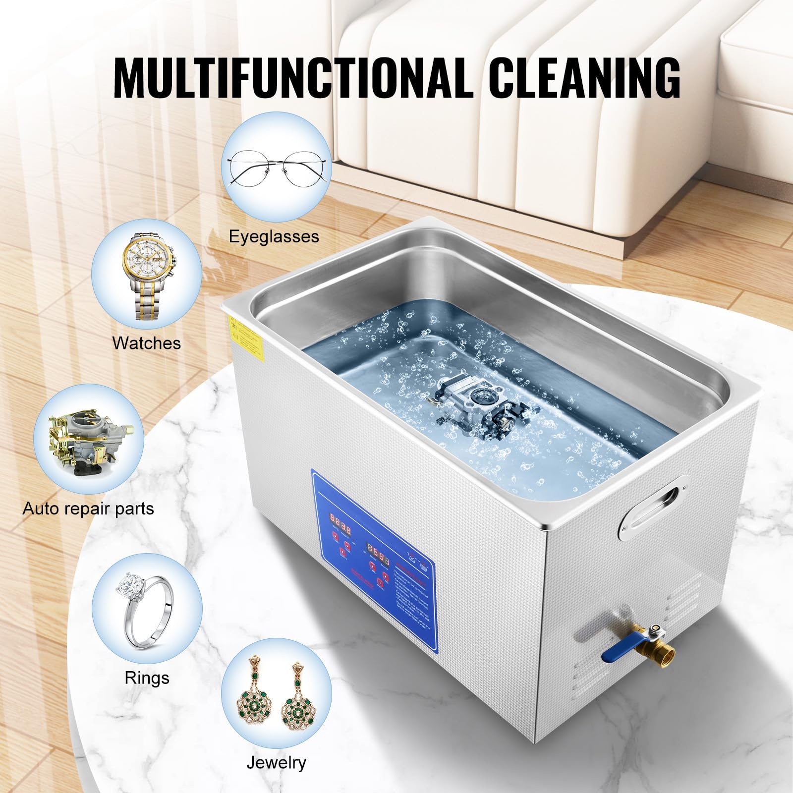 Foto 3 pulgar | Limpiador Ultrasónico Vevor 30l Con Temporizador Digital Y Calentador De 40 Khz - Venta Internacional.