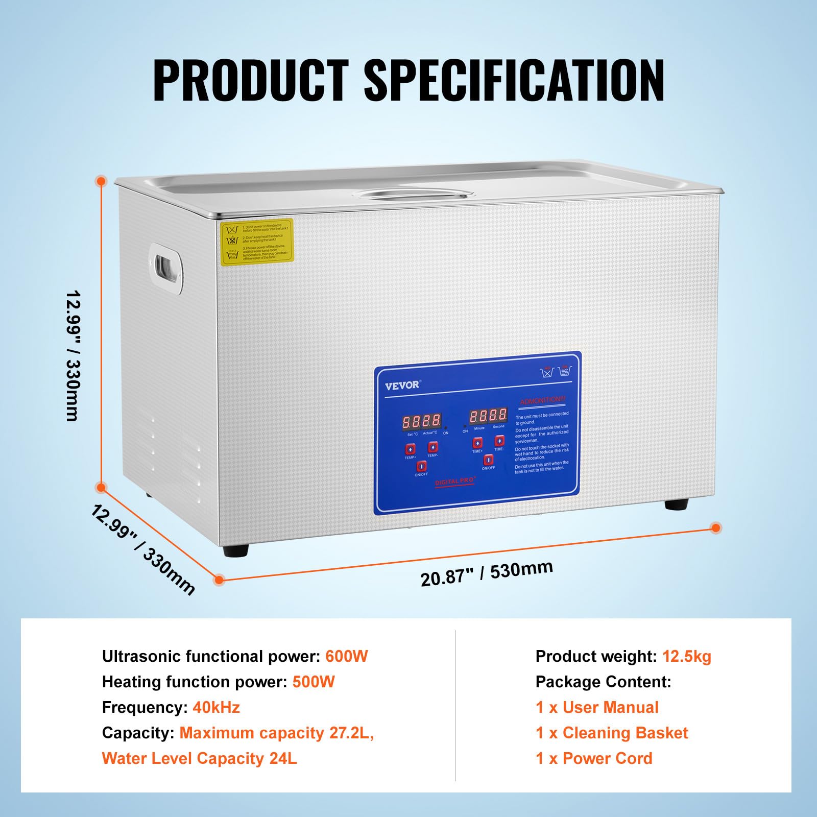 Foto 5 pulgar | Limpiador Ultrasónico Vevor 30l Con Temporizador Digital Y Calentador De 40 Khz - Venta Internacional.