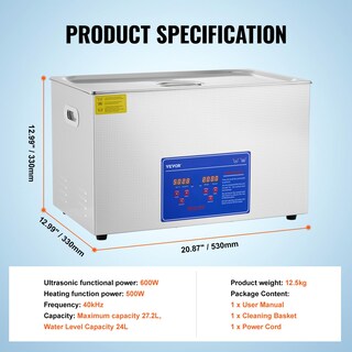 Foto 4 | Limpiador Ultrasónico Vevor 30l Con Temporizador Digital Y Calentador De 40 Khz - Venta Internacional.