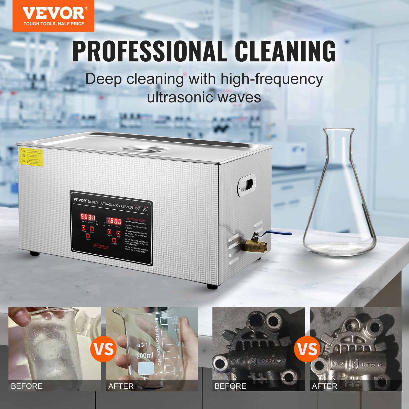 Foto 2 | Máquina De Limpieza Ultrasónica Vevor Professional 22l Con Temporizador - Venta Internacional.