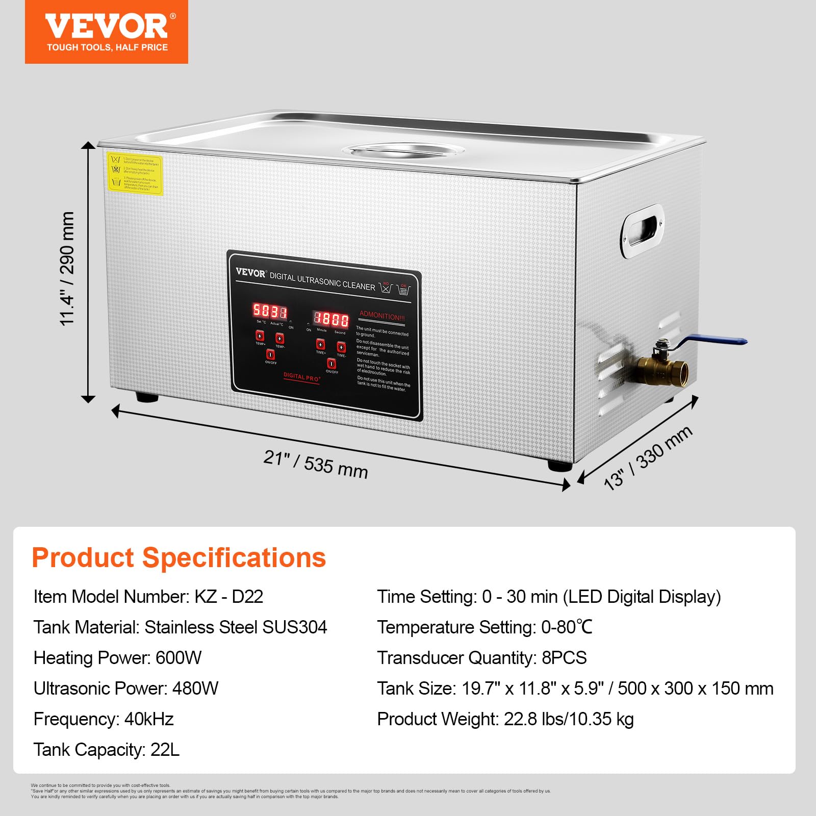 Foto 8 pulgar | Máquina De Limpieza Ultrasónica Vevor Professional 22l Con Temporizador - Venta Internacional.