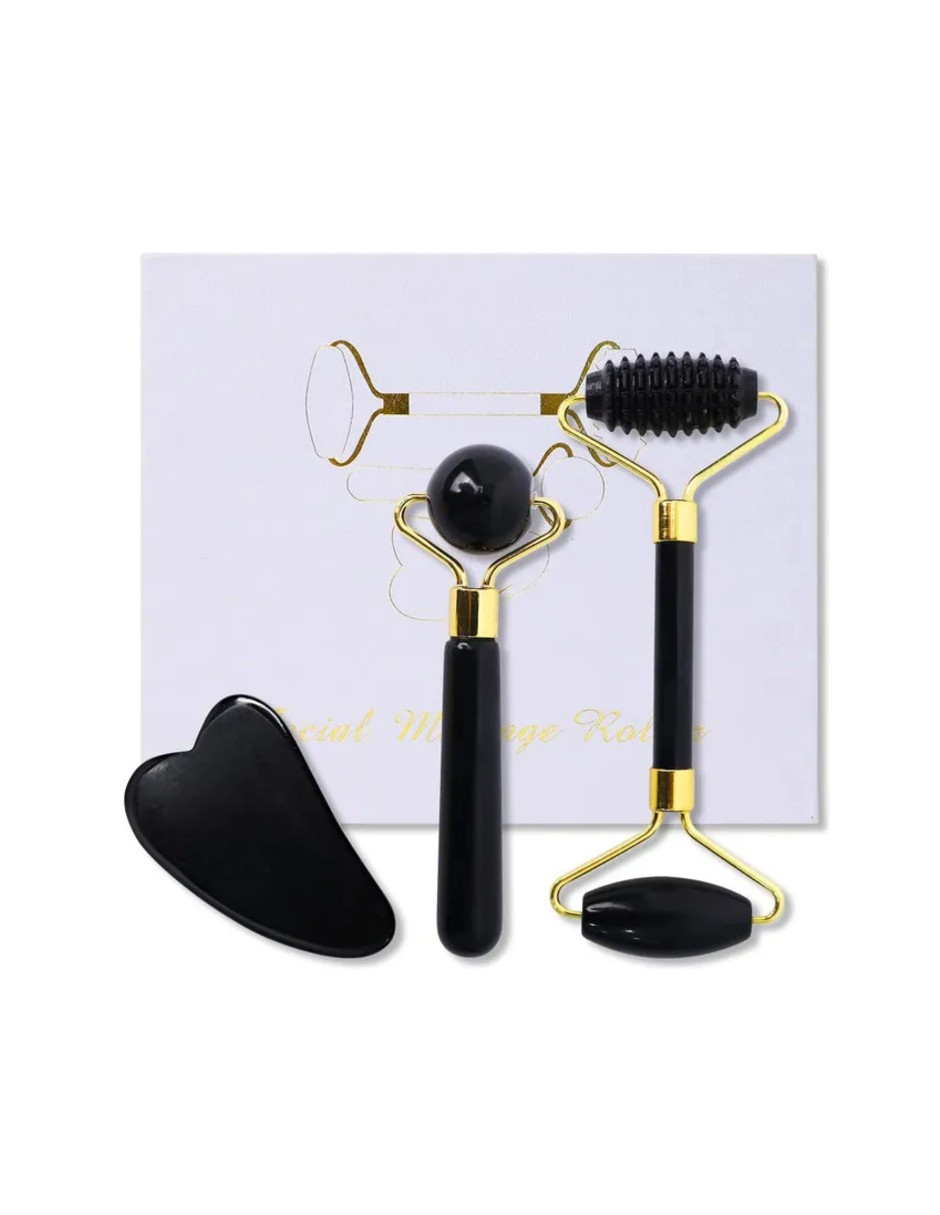 Foto 3 pulgar | Kit Rodillo Facial Jade Black Obsidiana