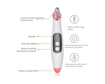 Foto 3 | Removedor De Espinillas Y Limpiador De Poros Eléctrico Con 4 Sondas
