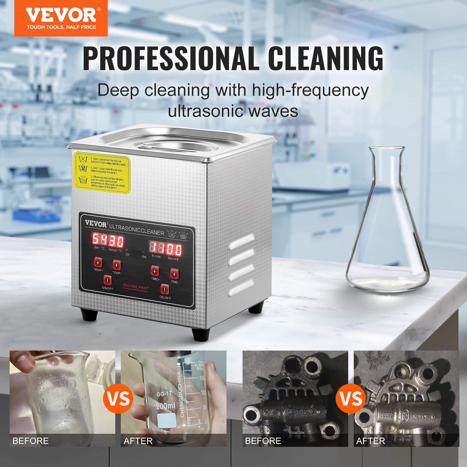 Foto 2 | Limpiador Sónico Vevor Professional Ultra Sonic De 2 Litros Con Temporizador Y Calentador - Venta Internacional.