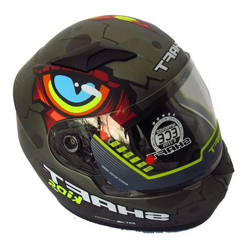 Foto 2 pulgar | Casco Infantil para Moto Shaft Yoigo color Anaranjado con Verde Integral Talla L
