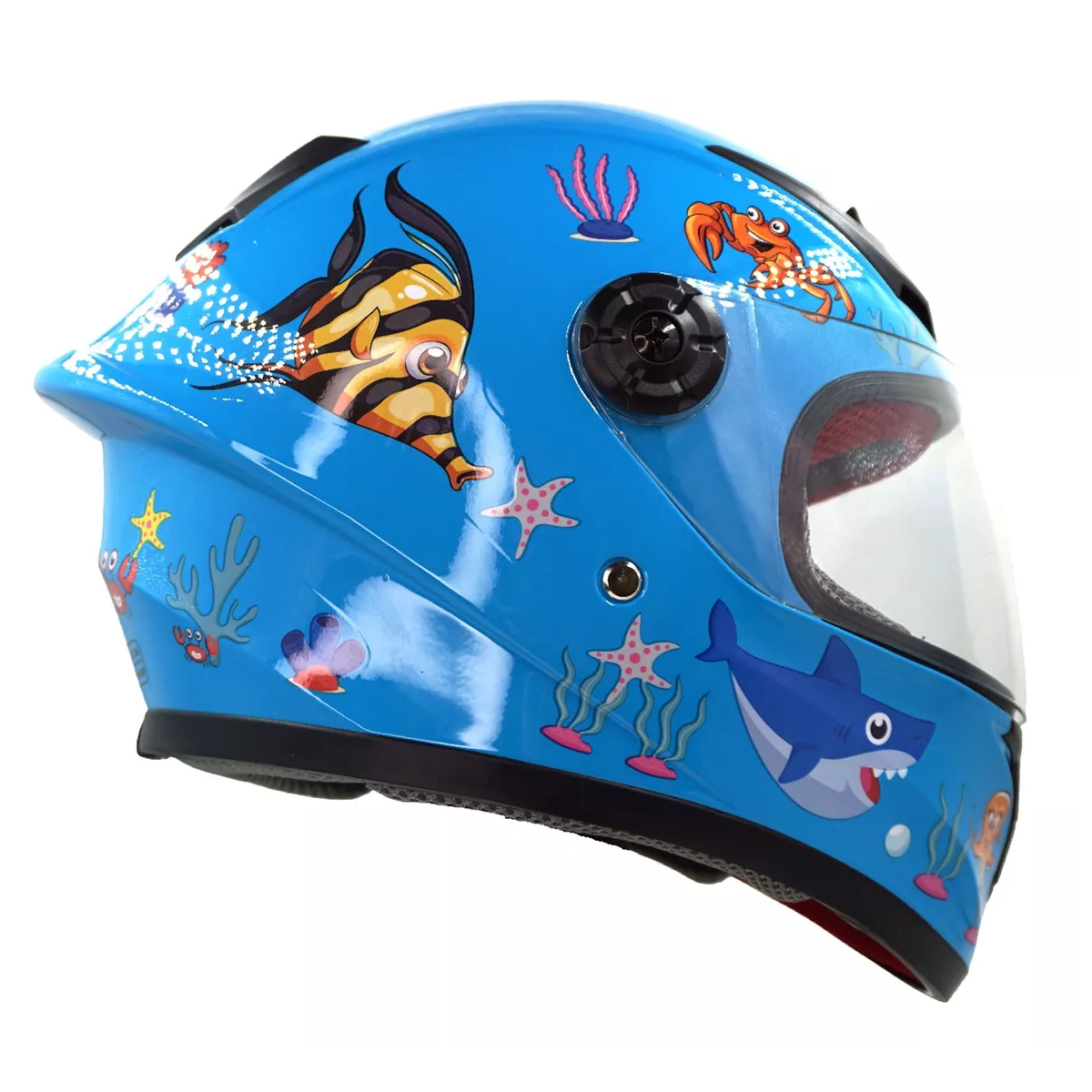 Foto 2 pulgar | Casco de Moto Infantil con Visera Abatible y Diseño de Tiburón en Azul Eo Safe Imports Esi-12133