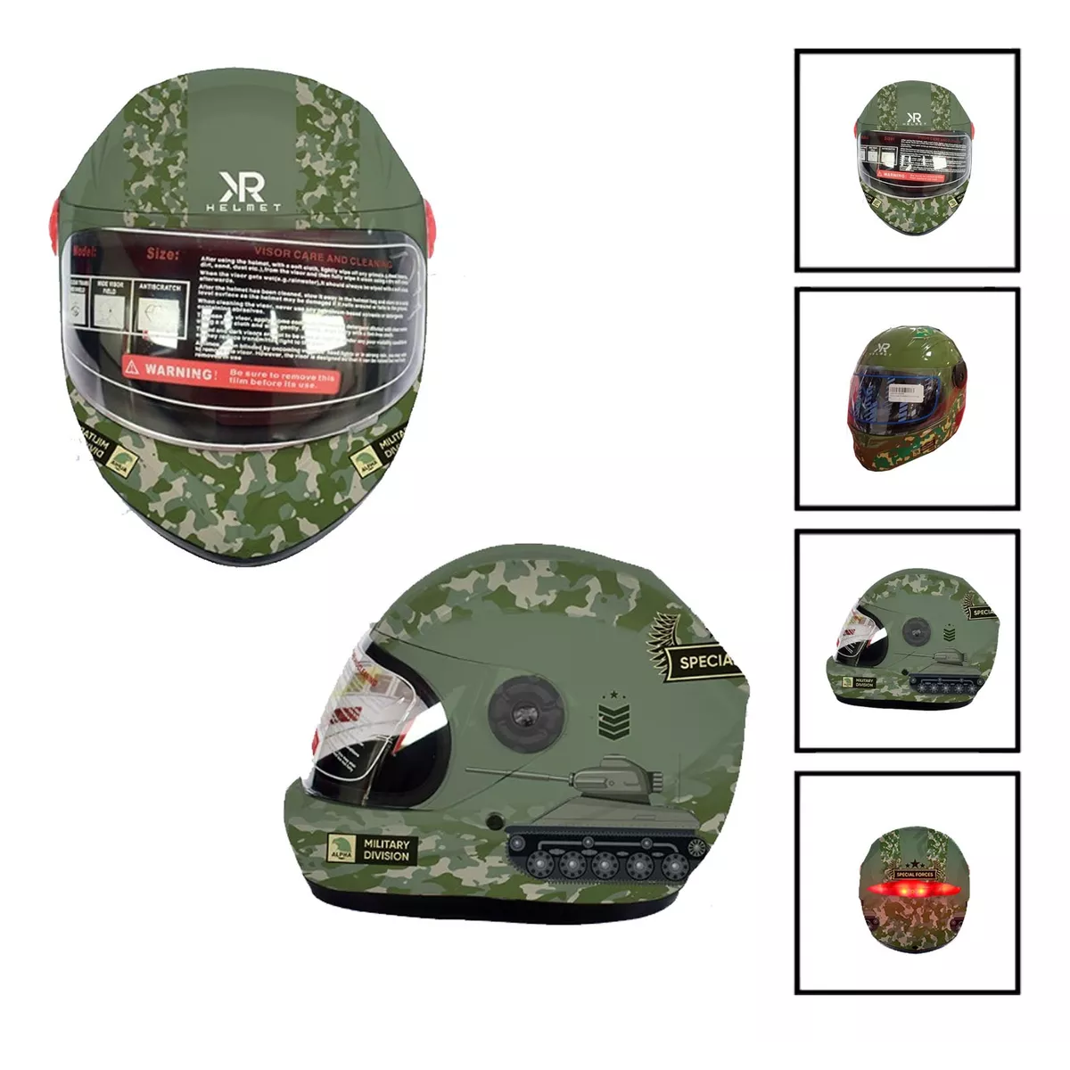 Foto 3 pulgar | Casco Cerrado Infantil Special Force Militar Con Luz Rmb Eo Safe Imports Esi-14096 Verde