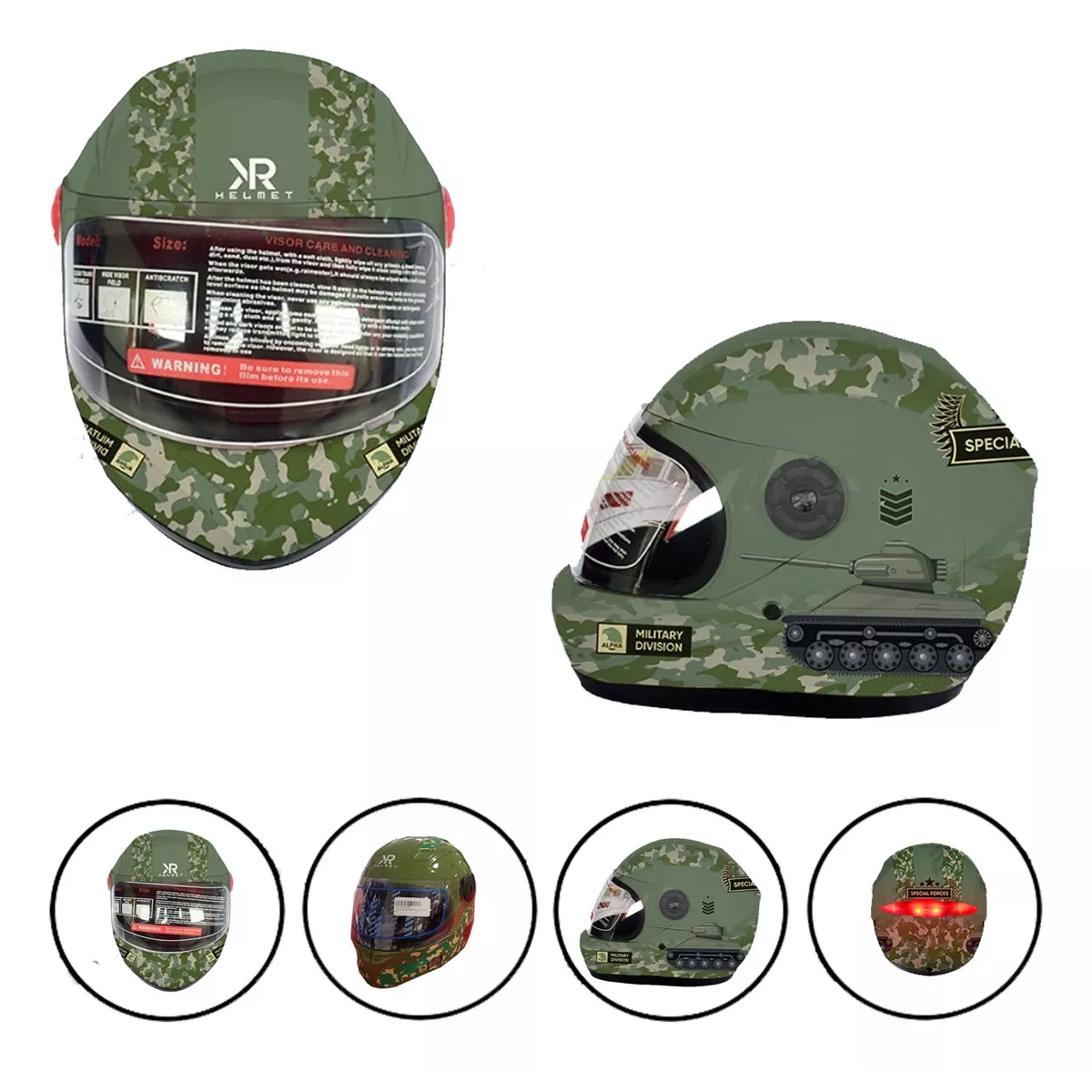 Foto 4 pulgar | Casco Cerrado Infantil Special Force Militar Con Luz Rmb Eo Safe Imports Esi-14096 Verde