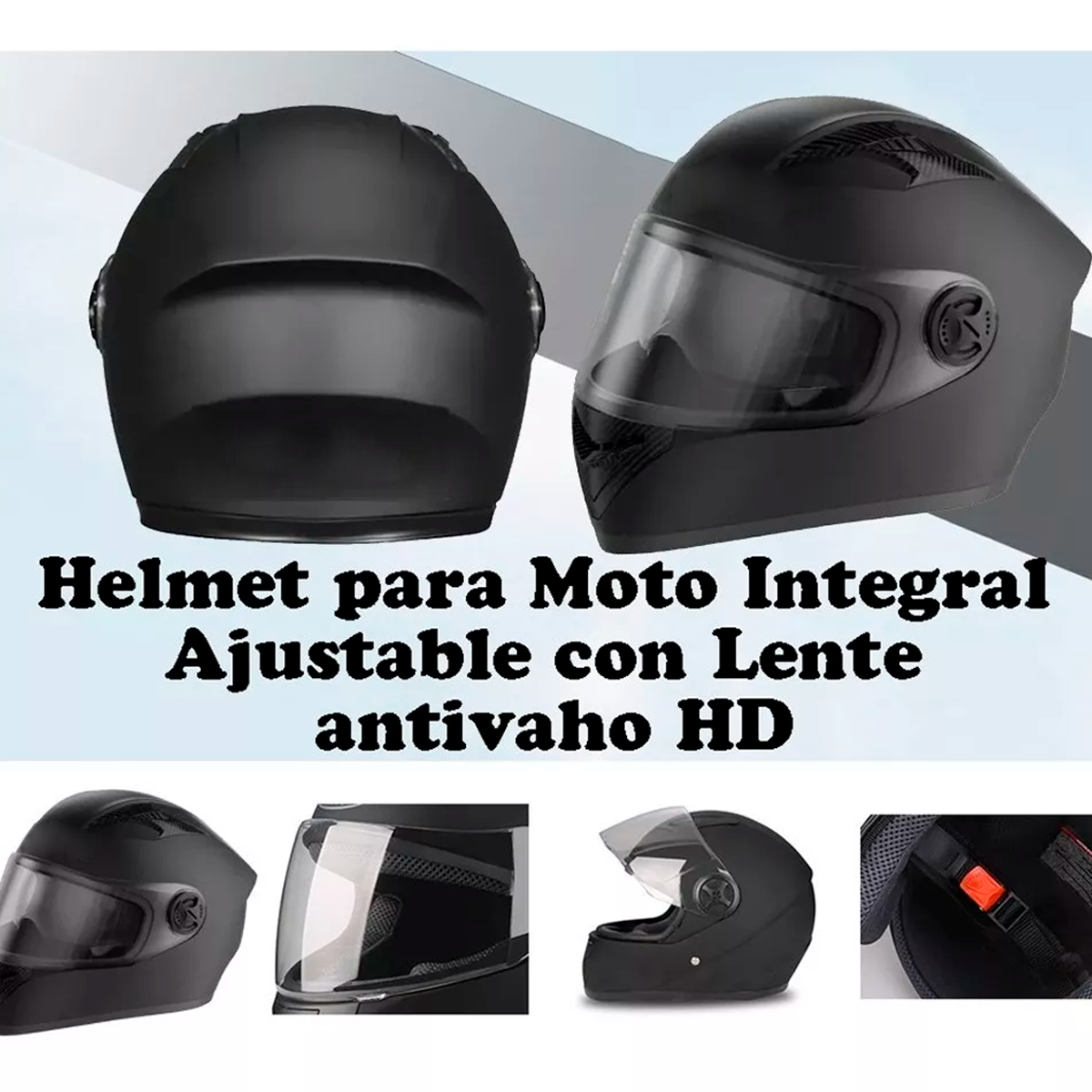 Foto 5 pulgar | Casco Para Moto Barato Abatible, Negro, Para Niños, Visera Doble