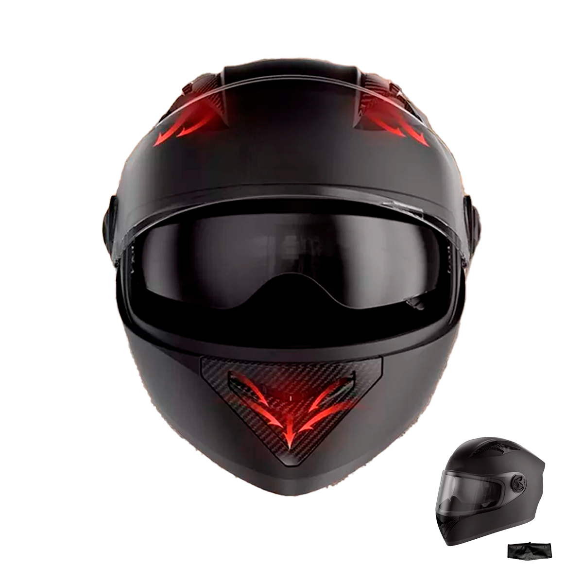 Foto 8 pulgar | Casco Para Moto Barato Abatible, Negro, Para Niños, Visera Doble