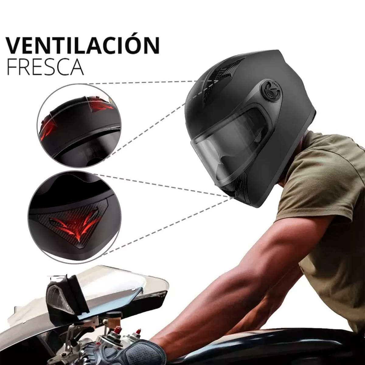 Foto 9 pulgar | Casco Para Moto Barato Abatible, Negro, Para Niños, Visera Doble