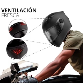 Foto 8 | Casco Para Moto Barato Abatible, Negro, Para Niños, Visera Doble