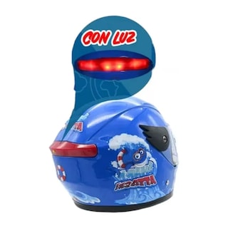 Foto 2 | Casco Infantil Belug Azul Cerrado Con Luz Shark Attack Brillante