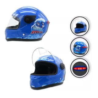 Foto 3 | Casco Infantil Belug Azul Cerrado Con Luz Shark Attack Brillante