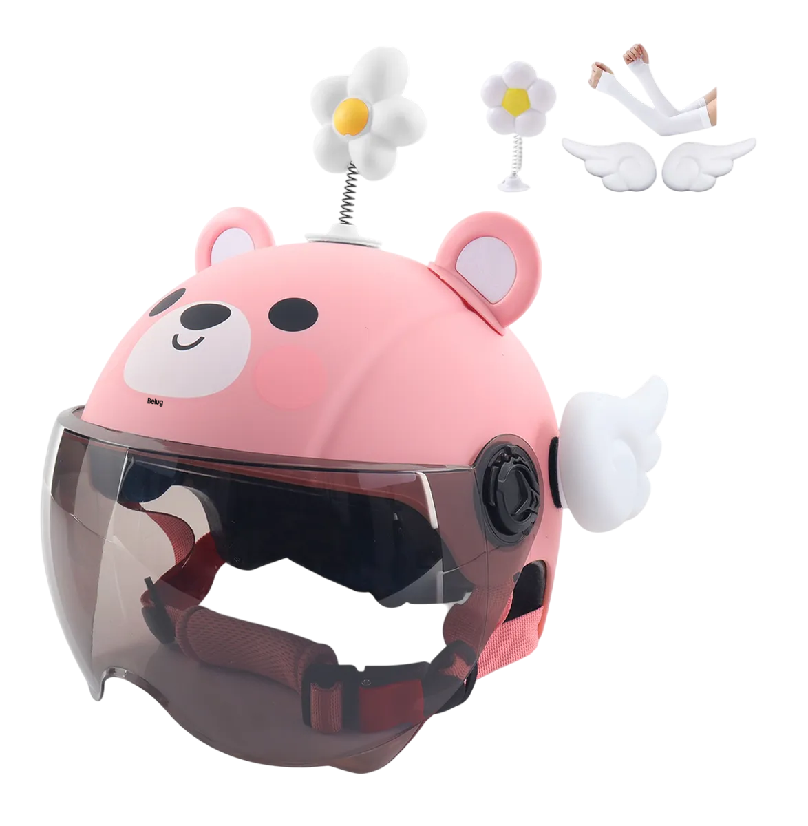Foto 2 pulgar | Casco Para Moto Belug  Infantil Oso Con Alas Color Rosa