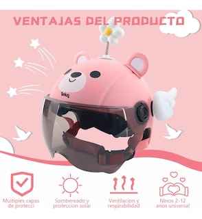 Foto 4 | Casco Para Moto Belug Infantil Oso Con Alas Color Rosa