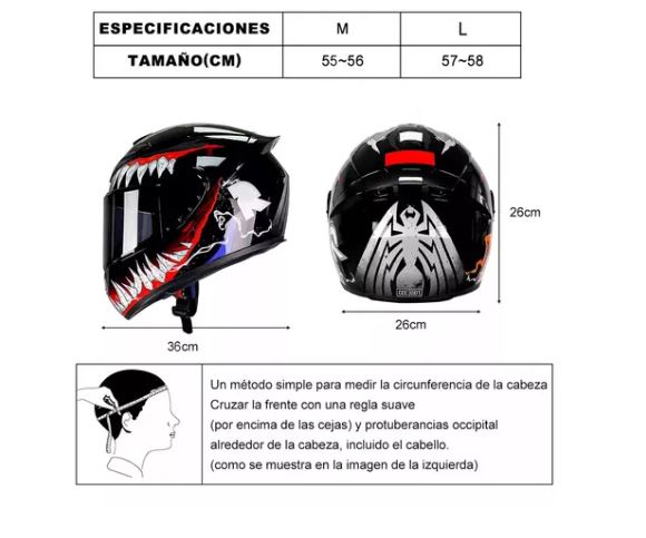 Foto 2 | Asco De Moto Deportivo Diseño Con Lentes Negras, Joker T-l