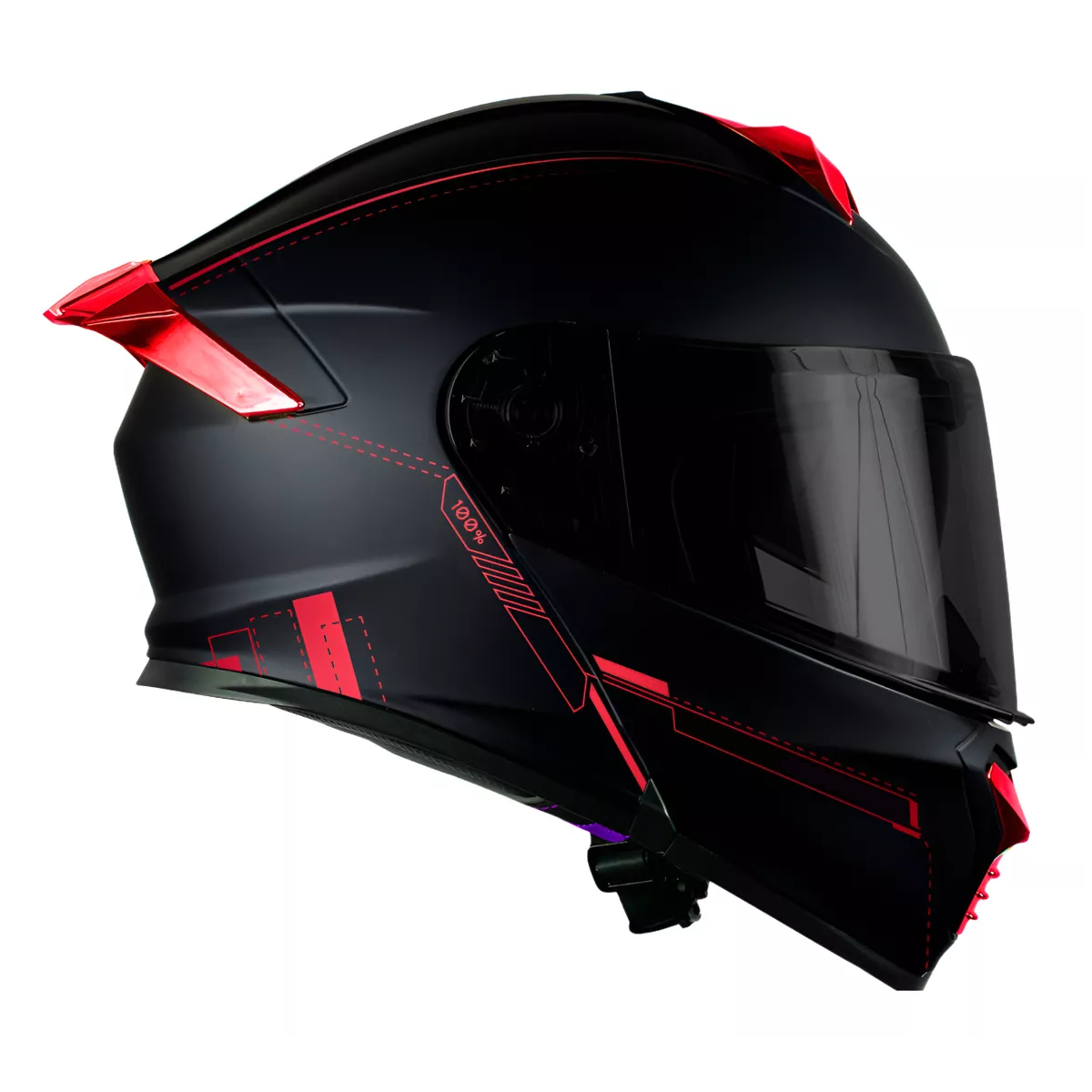 Casco Abatible Mica Humo con Alerón Eo Safe Imports Negro