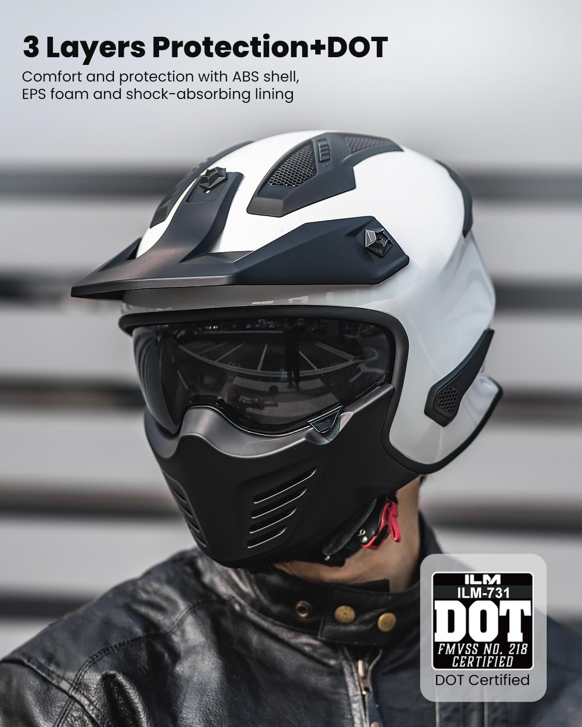 Foto 5 pulgar | Casco Ilm Blanco para Motociclista-Venta Internacional