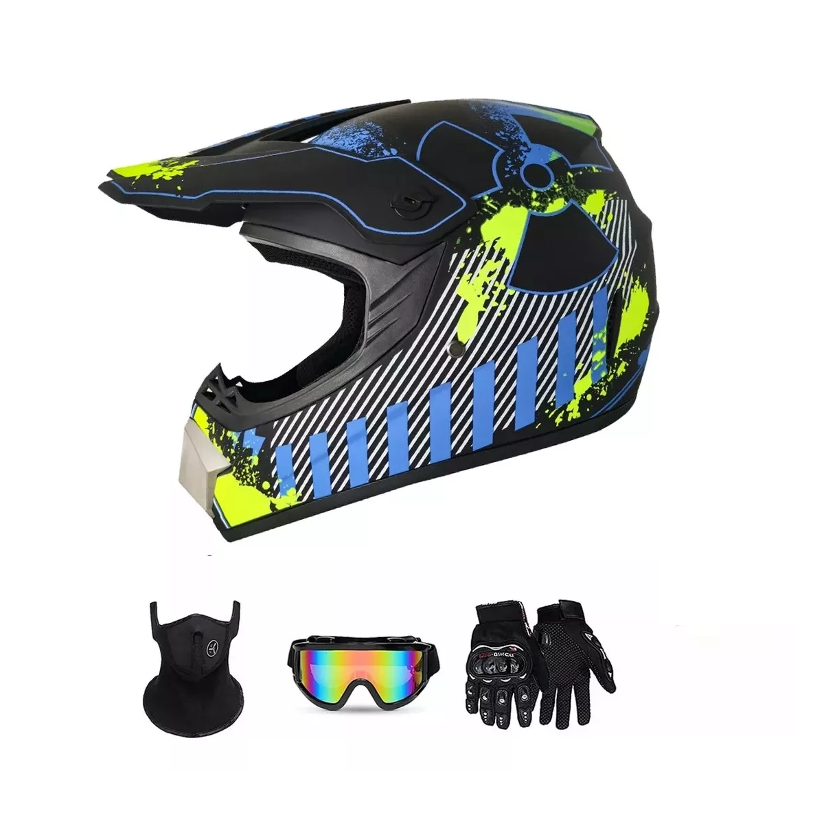 Casco Para Motocicleta Todoterreno Certificado Dot Con Gafas Talla M Eo Safe Imports Esi-17013 Multicolor