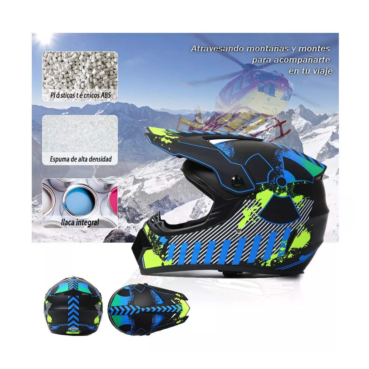 Foto 4 pulgar | Casco Para Motocicleta Todoterreno Certificado Dot Con Gafas Talla L Eo Safe Imports Esi-17014 Multicolor