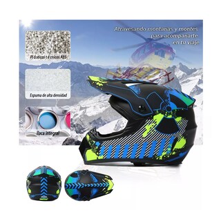 Foto 3 | Casco Para Motocicleta Todoterreno Certificado Dot Con Gafas Talla L Eo Safe Imports Esi-17014 Multicolor