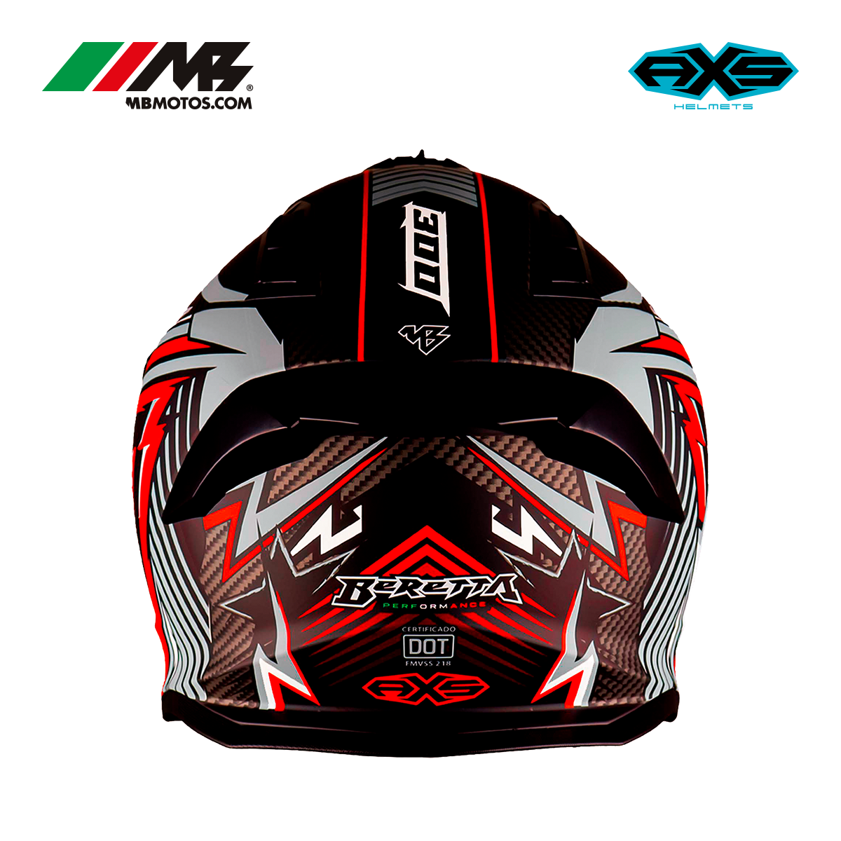 Foto 3 pulgar | Casco Para Motocicleta Axs Performance Beretta Rojo