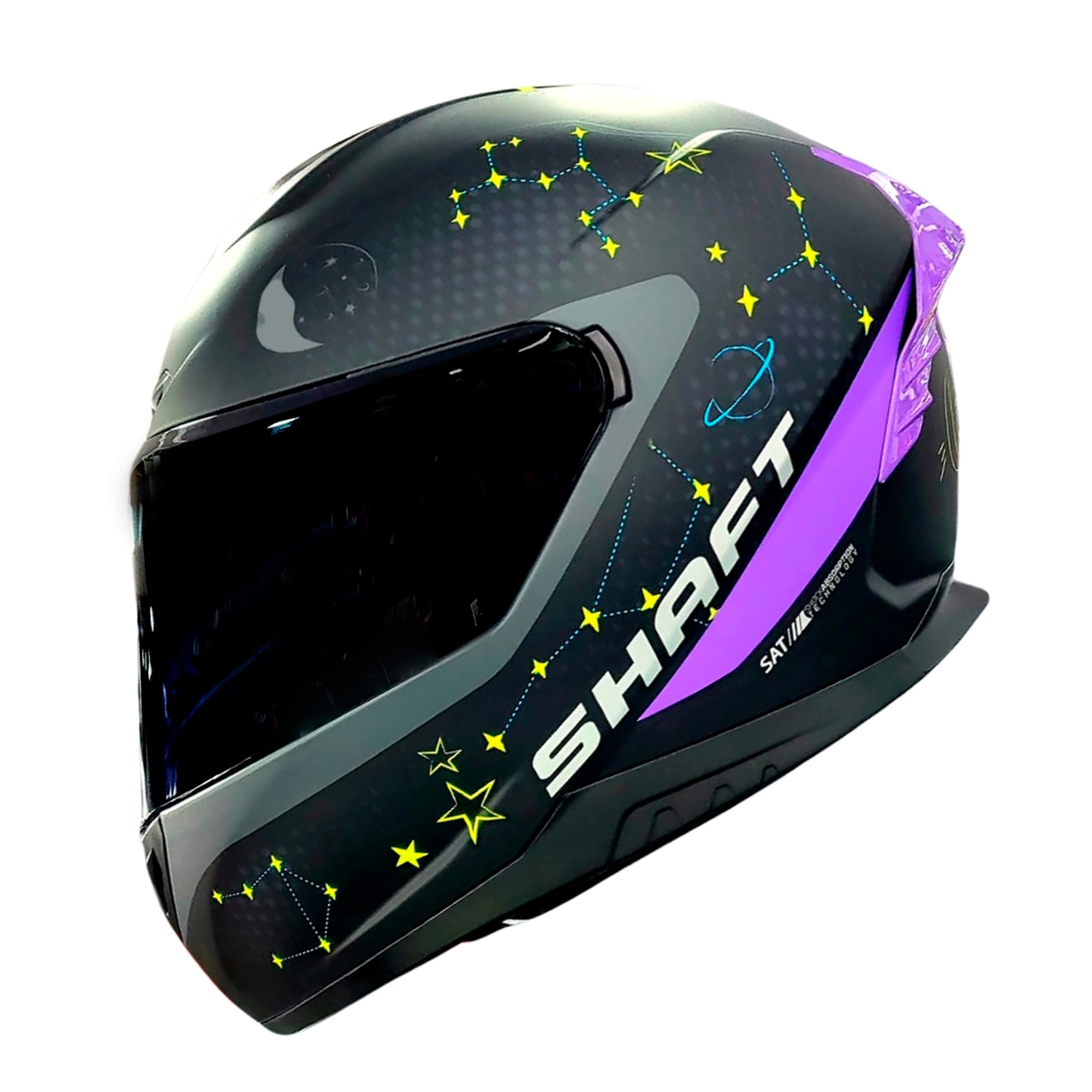 Casco Para Moto Shaft Stars Integral Talla M Color Negro Con Morado