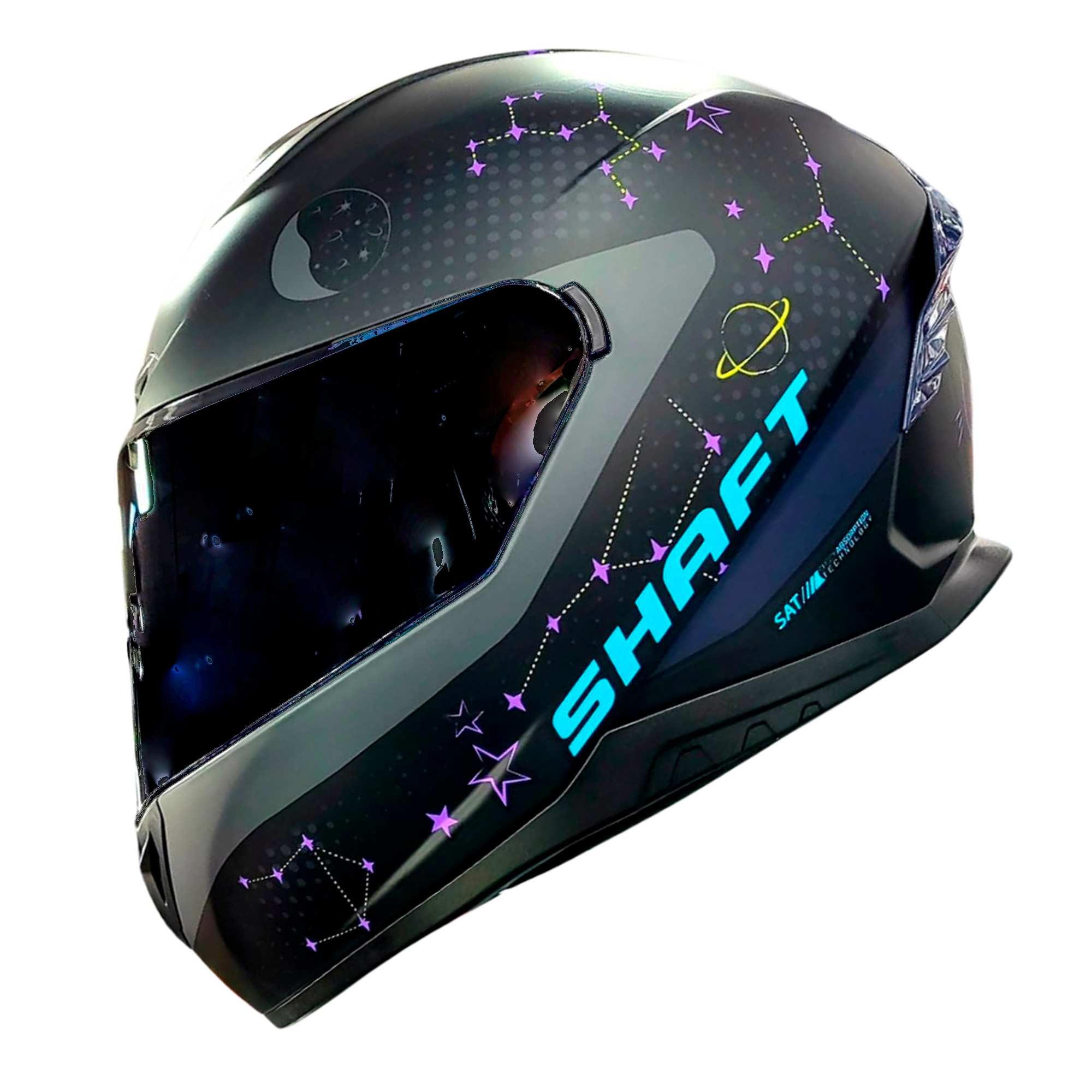 Foto 2 pulgar | Casco para Moto Shaft Stars Integral Talla M color Negro con Azul