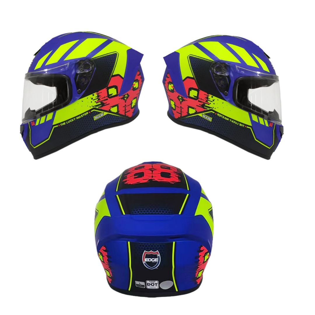 Foto 2 pulgar | Casco Integral Para Moto Edge Helmets Oficial Master 88 Neón Certificado Dot Talla L