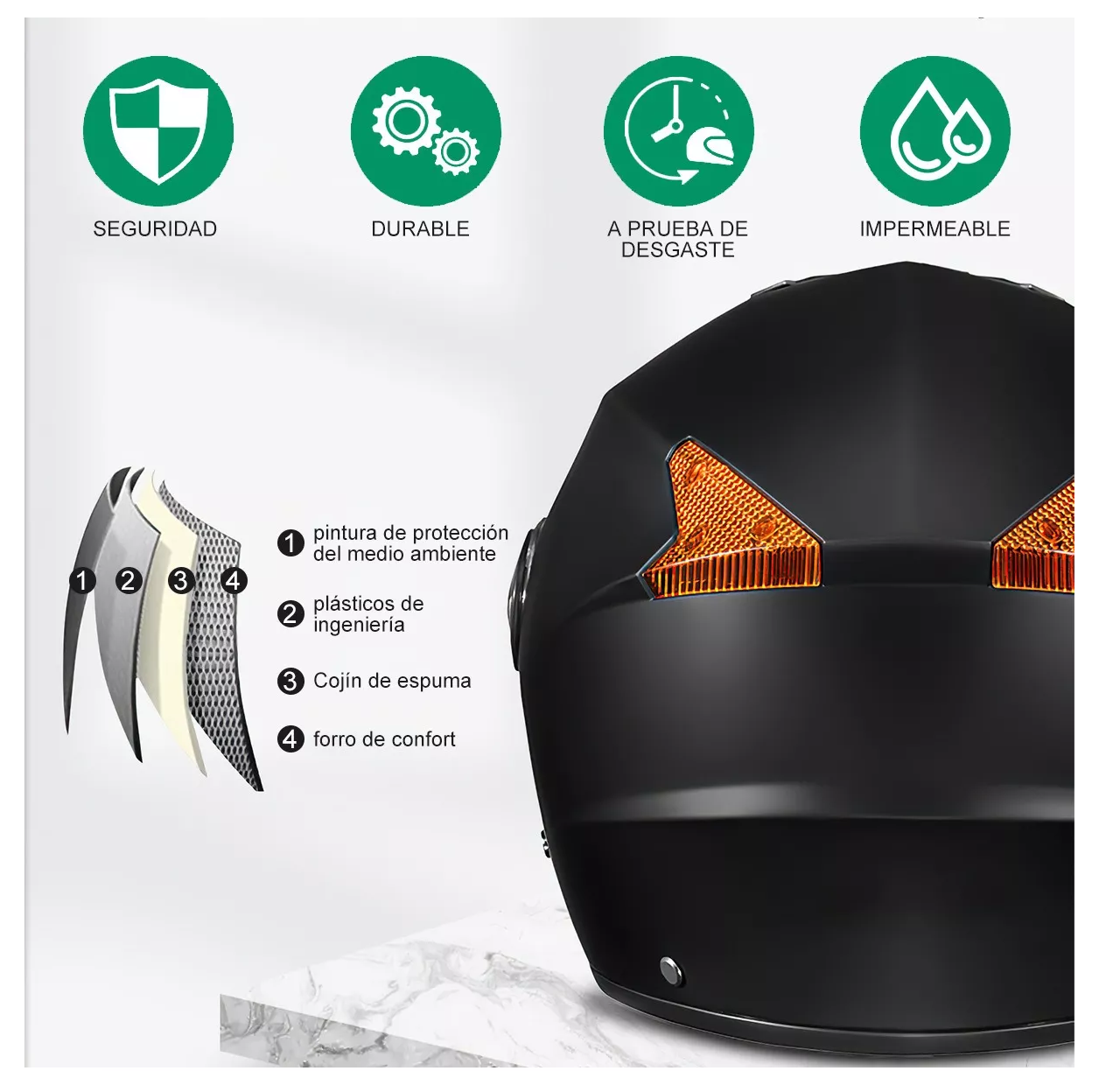 Foto 4 pulgar | Casco Abatibles Motos Motocicleta Anti Niebla Espejo Doble Negro